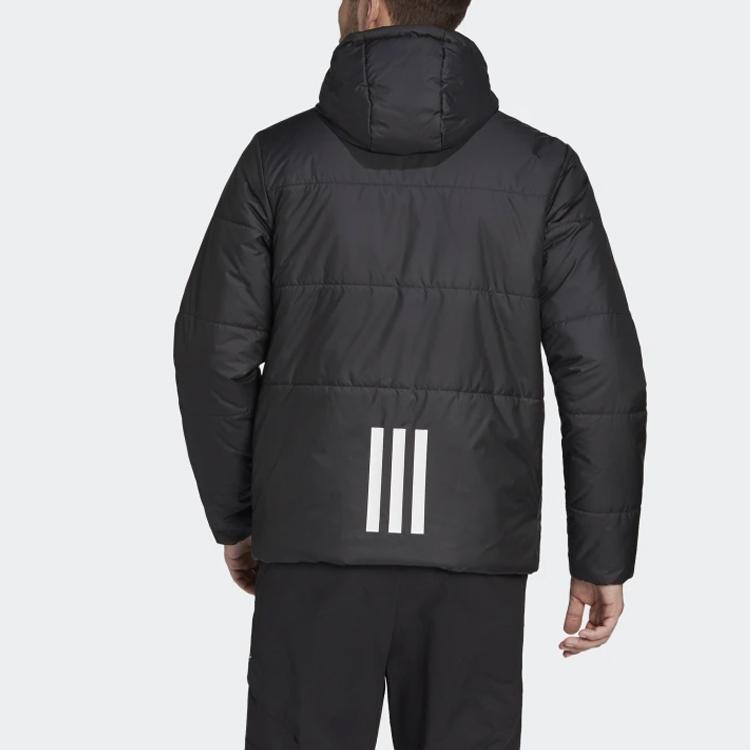 Adidas Winddichte Warme Gestreifte Kapuzenjacke Baumwollmantel Winter Herren Oberbekleidung Schwarz GH7374