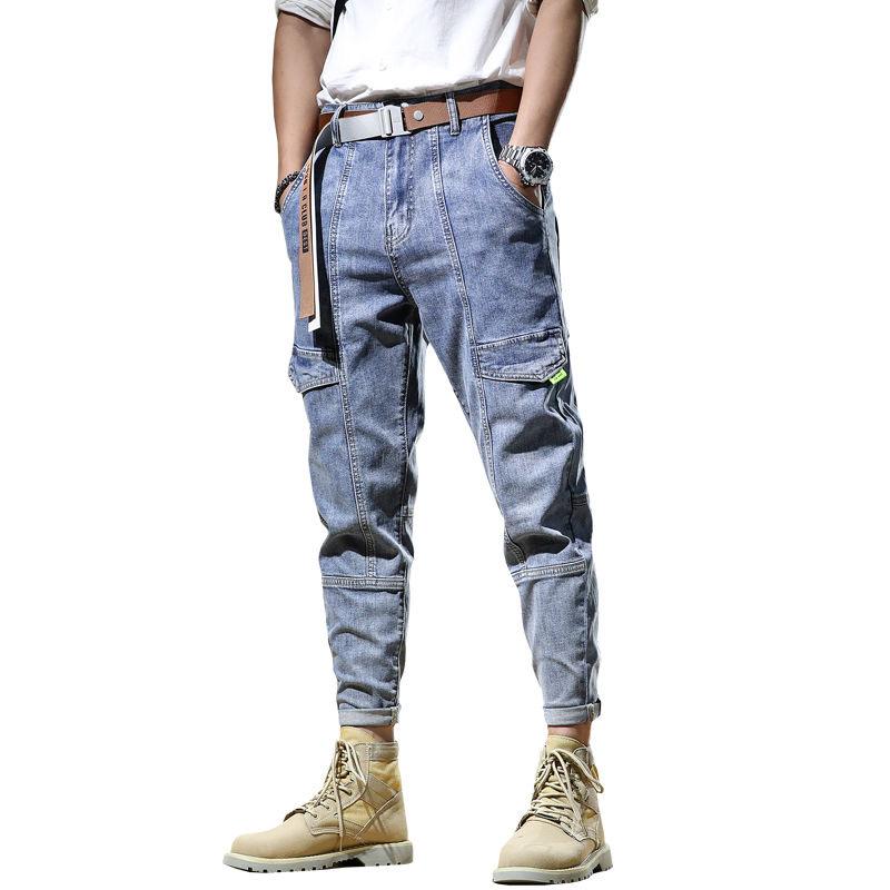 Jeans Herren Sommer neue schlanke Hosen mit kleinem Bein Frühling und Herbst Gezeiten gewaschene Arbeitskleidung lässige lange Hosen