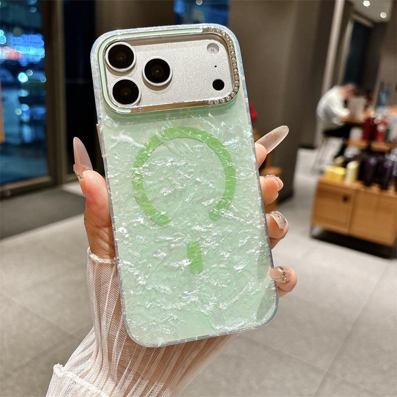 

Magnetic Rhinestone Lens Ring Protective Case for iPhone 17 Pro Max & Apple 16 Pro iPhone 17 Pro Max зелений