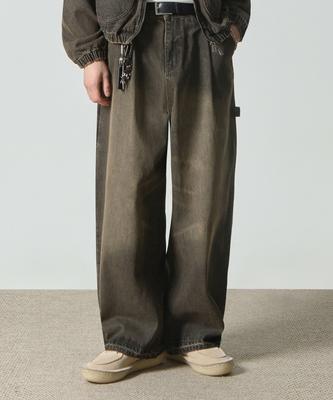 Dimiteulibeullaeg Bio-Washed Wide Carpenter Denim Pants_Dust Black