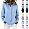 Women's Casual Leaf-shaped V-neck Loose-fitting Long-sleeved -color Blouse Shirt