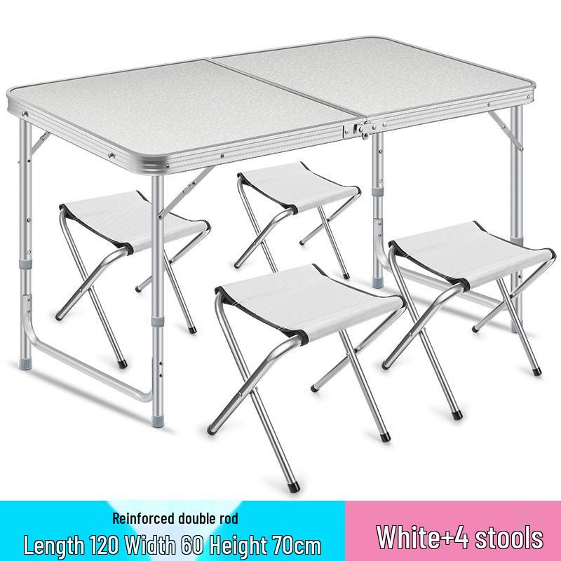 Portable Aluminum Alloy Folding Table and Chairs for Outdoor Camping, Night Market, and Leisure Activities
