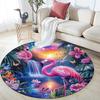 Flamingos Round Area Rug,Carpet Rug for Living Room Bedroom Sofa Playroom Decor,Non-slip Floor Mat