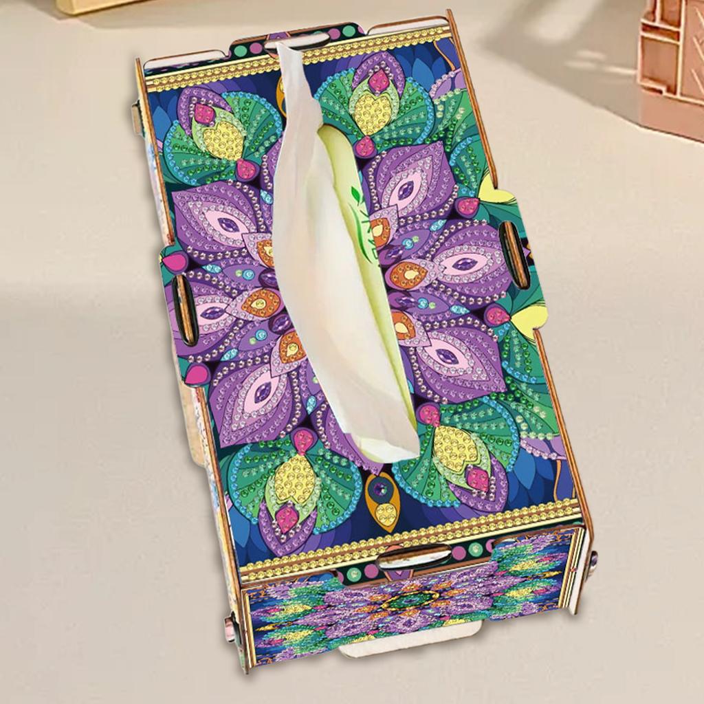 Wooden 5D Diamond Painting Tissue Holder 5D DIY Diamond Handmade Tissue Holder DIY Diamond Tissue Box for Living Room Decor