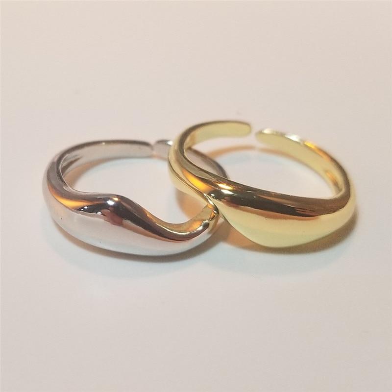 Wave Shape Gold Silver Color Adjustable Rings For Women Korean Open Cuff Finger Ring Anillos Anelli Jewelry