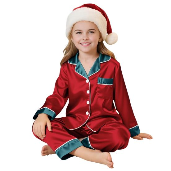 Familie Julepysjamas Matchende Sett 2 Deler Nattøy Antrekk Jule-temakostymer Komfortabelt Loungewear for Voksne Barn