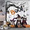 Funny Cat Halloween Shower Curtain Pumpkin Spider Animal Holiday Gift Polyester Curtains Bathroom Decor Hooks For Made Of