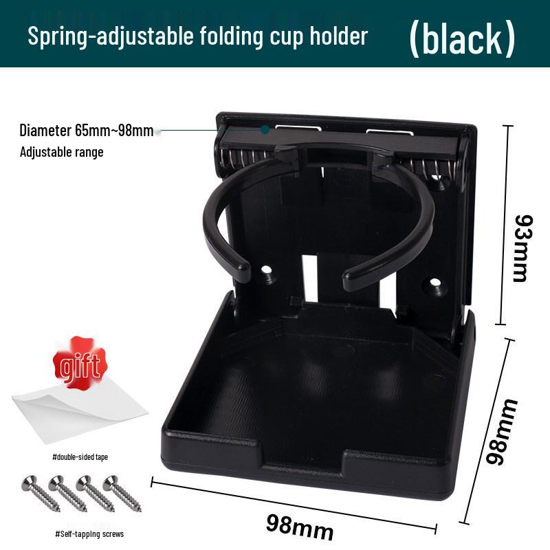 Black & White Adjustable Folding Cup Holder for RV, Boat, or Car