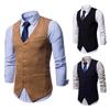 Men New  Winter Solid Color Folk Custom Button Waistcoat Vest Top Blouse