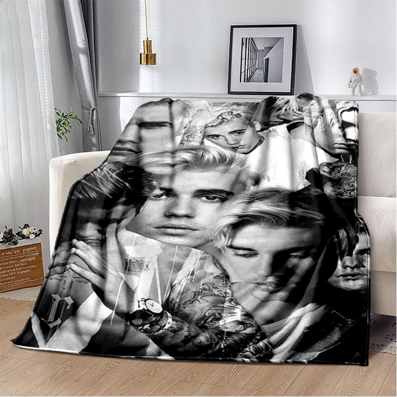 2025 New Style Justin Drew Bieber Singer JB Blanket,Soft Throw Blanket for Home Bedroom Bed Sofa Travel Picnic Cover Kid Gift