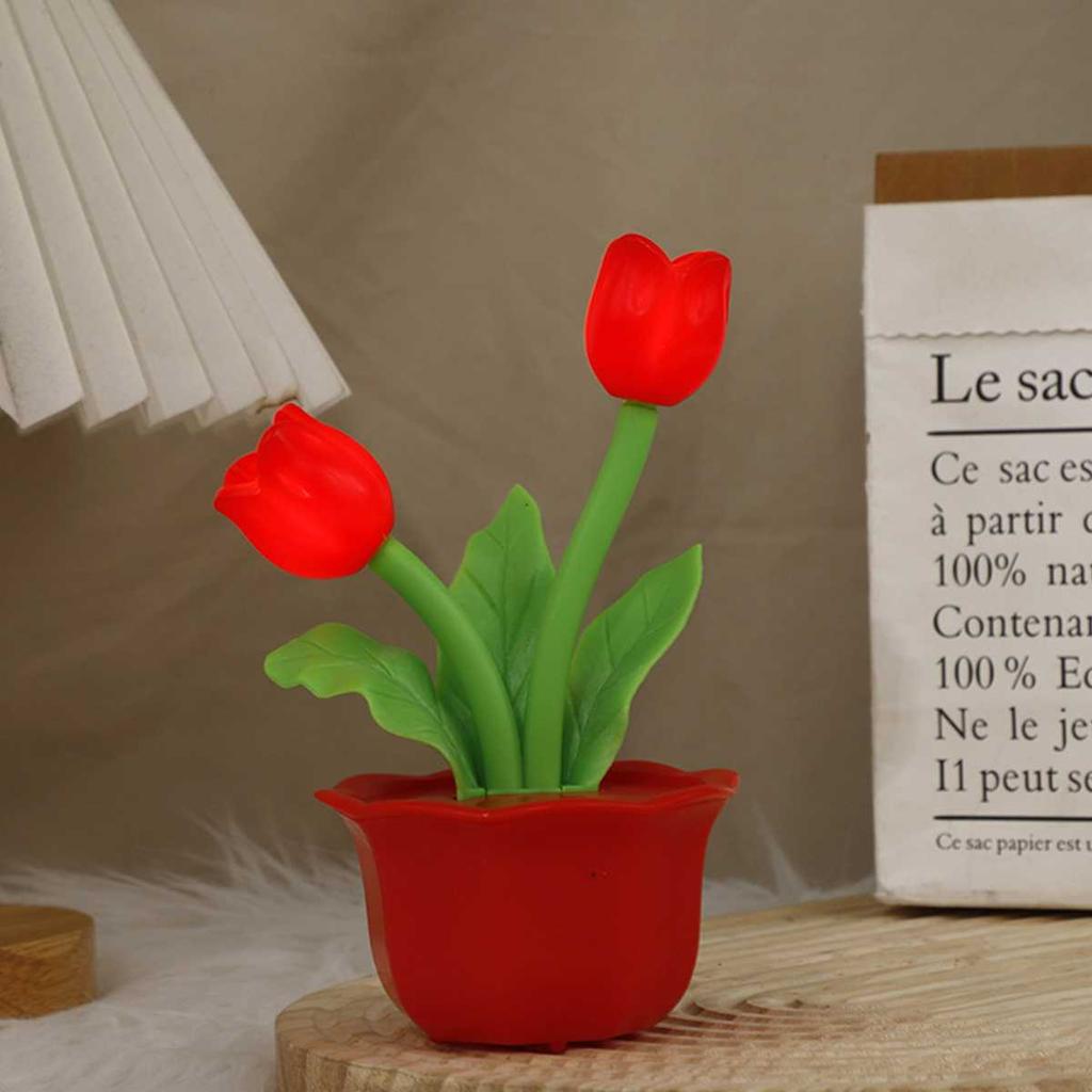 Artificial Tulip Table Lamp Bedside Atmosphere Night Light Simulation Flower Desktop Light Romantic Flower Gift Home Decoration