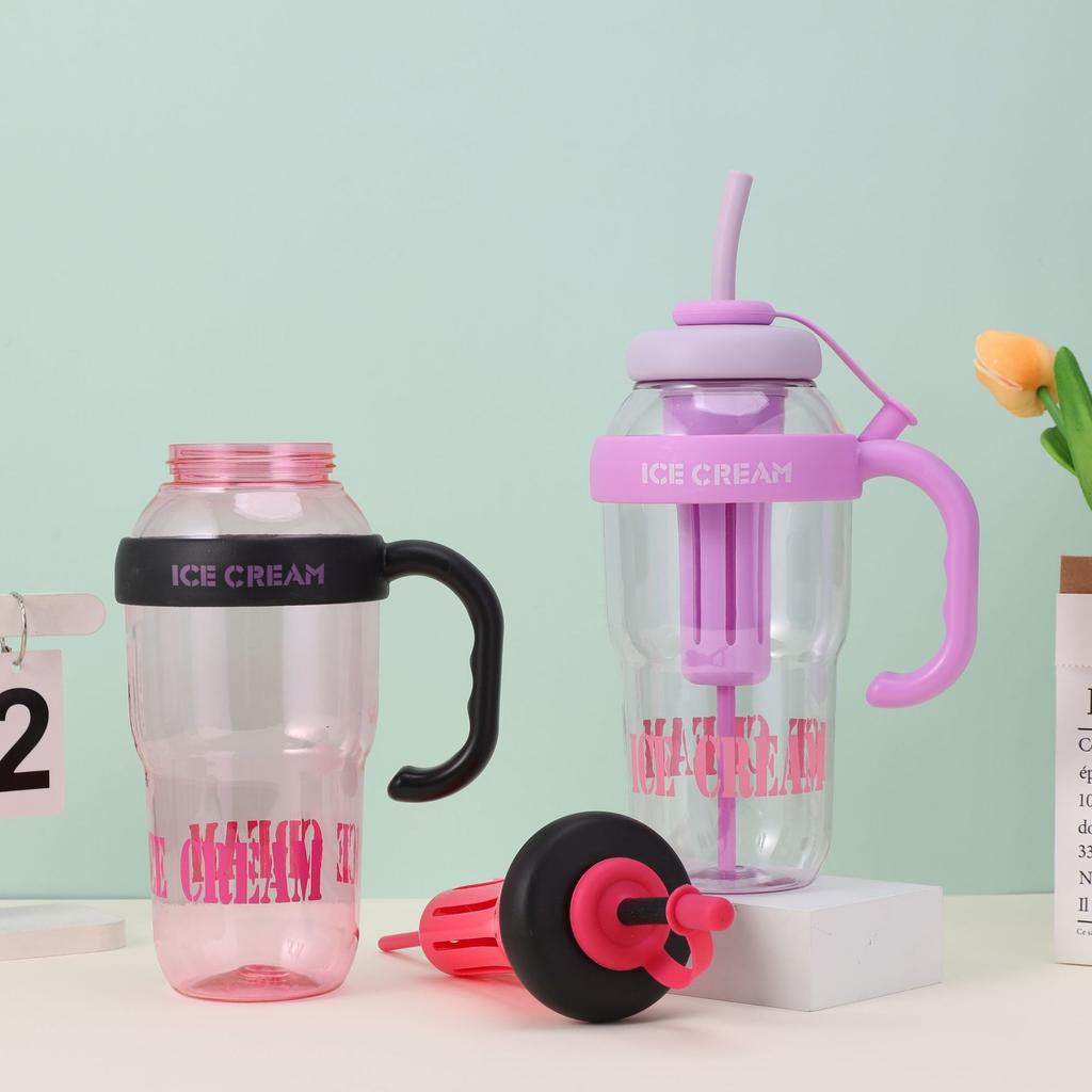 Water bottle Bingba cup large capacity high value girls straw water cup high temperature tea separation plastic cup Bingba straw cup