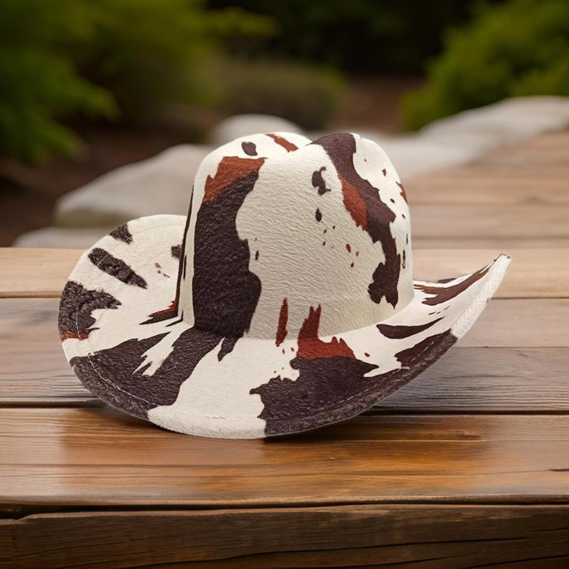Elegante Cappello a Cilindro Stile Western con Ampia Falda Fedora con Fantasia Leopardata per Donne Uomini Unisex Copricapo Vintage per Feste