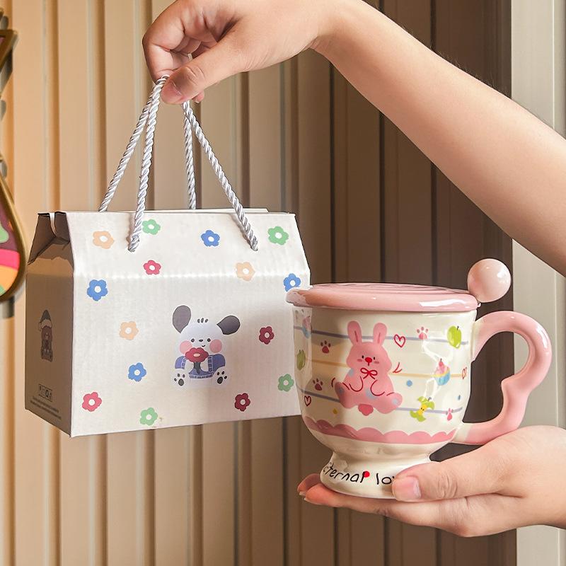 Dárkový hrnek na kávu s kresleným štěnětem, dívčí hrnek na pití vysoké hodnoty, pár, dárková krabička na festival Qixi