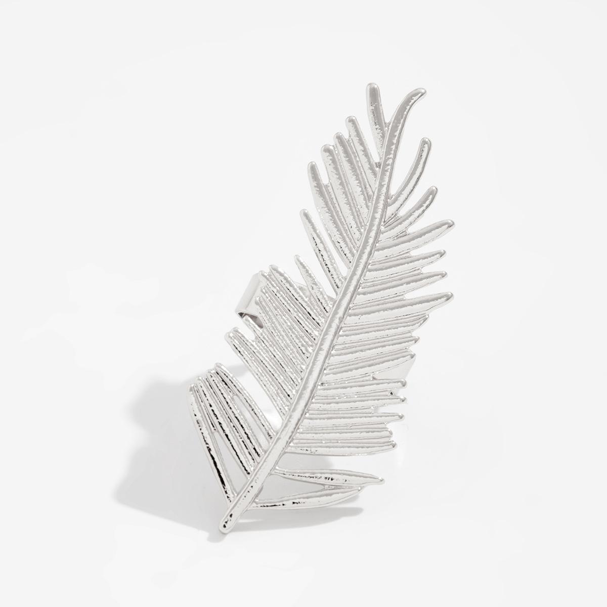 

Преувеличенное нерегулярное кольцо из сплава в форме пера, открывающееся в стиле Ins, геометрические кольца с имитацией жемчуга для женщин, очаровательные ювелирные изделия