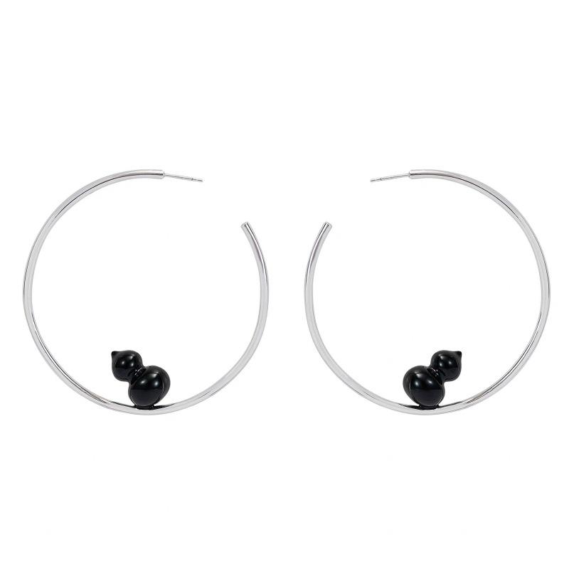 

Light Luxury Enamel Copper Hoop Earrings with Blessing Gourd – New Chinese National Style