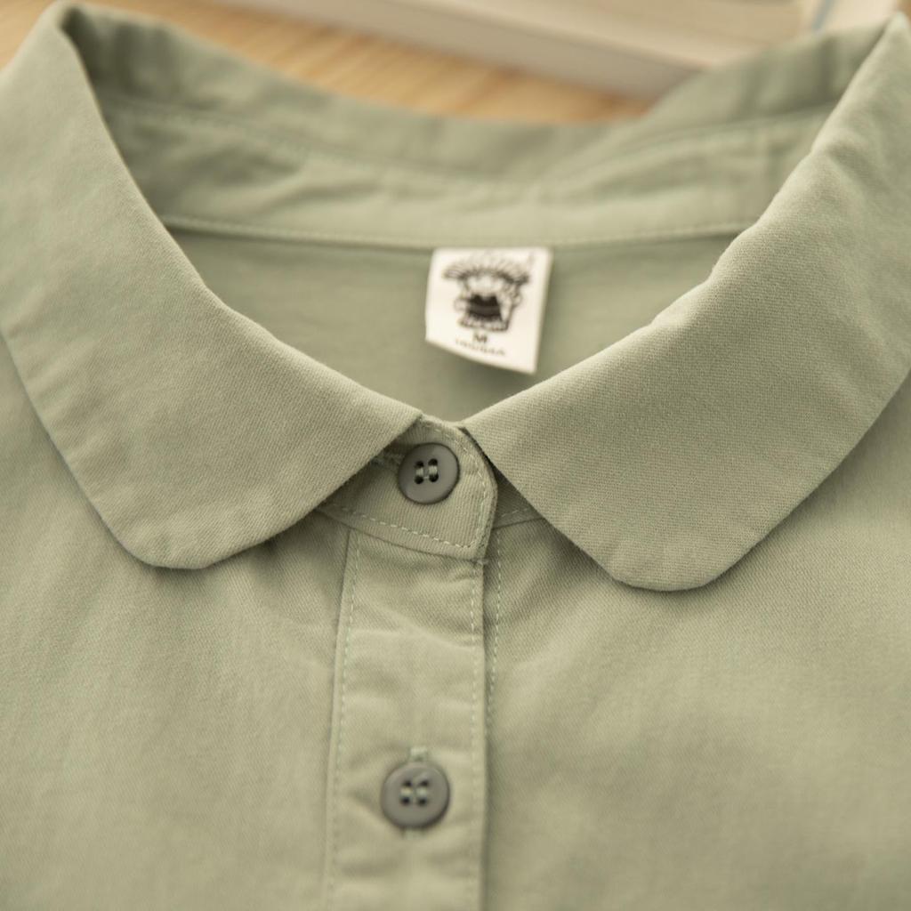 Korean Style Autumn Casual Doll Collar Long Sleeve Shirt