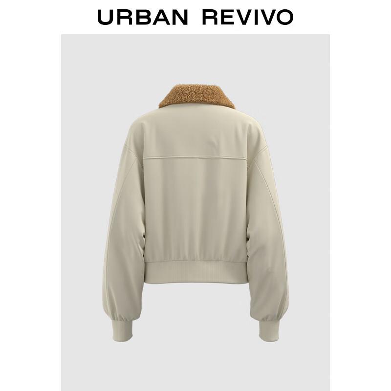 UR Women's Contrast Patchwork PU Lapel Jacket