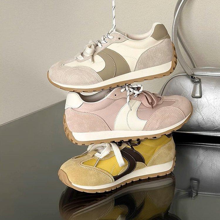 [Fanjiamei] Thick-soled Color Matching German Training Shoes Women's 2025 Summer Fashion Casual Shoes Versatile Waffle Forrest Gump Shoes