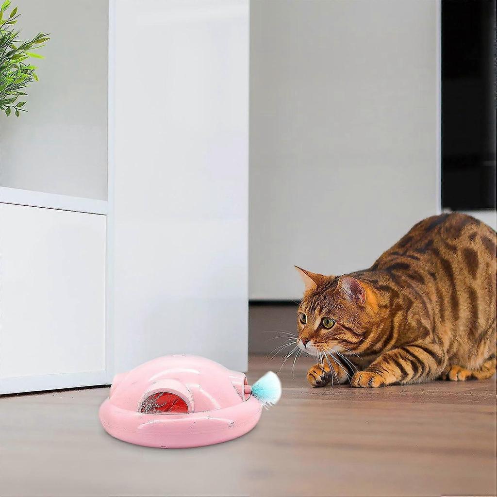 Jouet Pour Chat D'intrieur - Jouet  Plumes Interactif - Jouet Rotatif Intelligent - Avec Lumire LED Couleur - Commande Vocale Intelligente (rose)