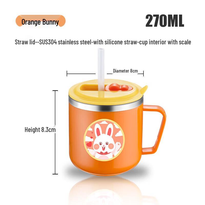 Kabodun 270ML Kids 304 SS Insulated Straw Sippy Cup - Rabbit