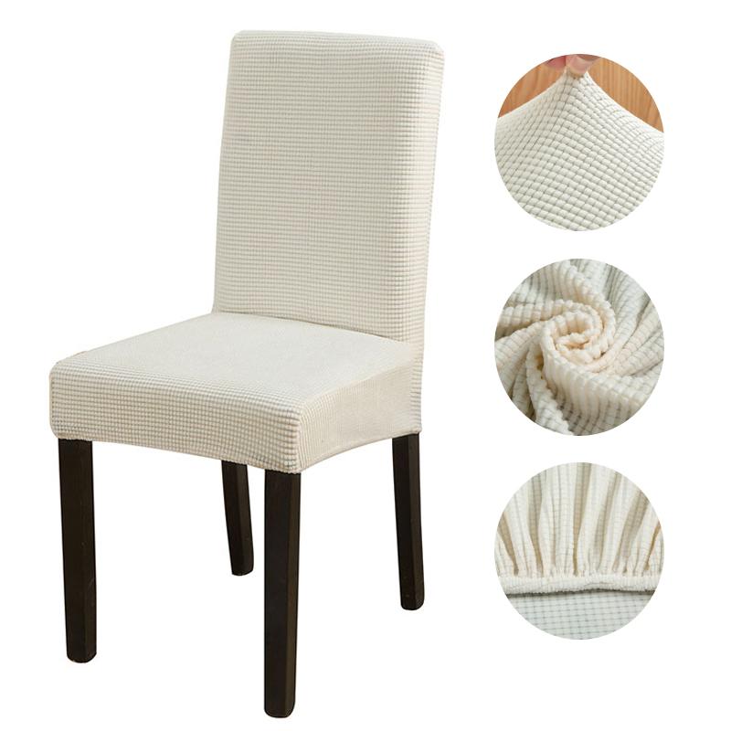Solid Jacquard Chair Covers Stretch For Wedding Dining Room Office Banquet Housse De Chaise Chair Cover