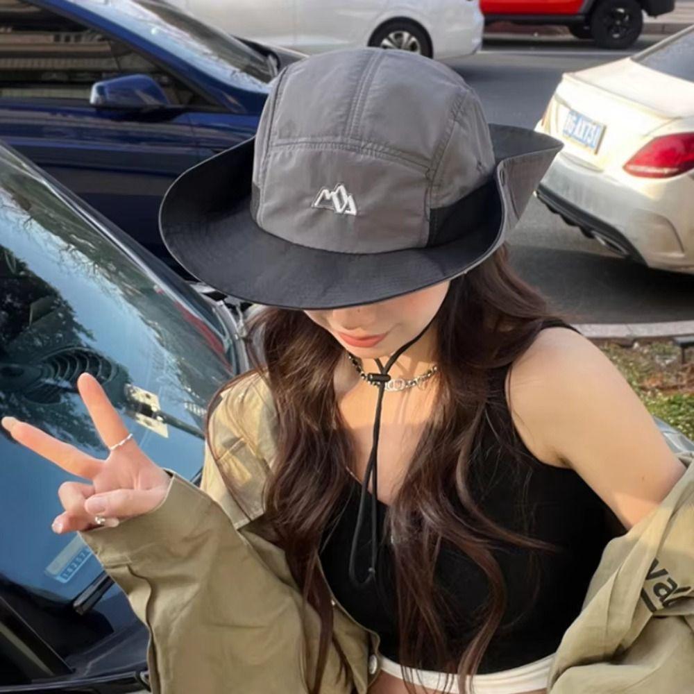 Adjustable Contrasting Color Bucket Hats Quick Drying Sun Protection Fishing Caps  Holiday
