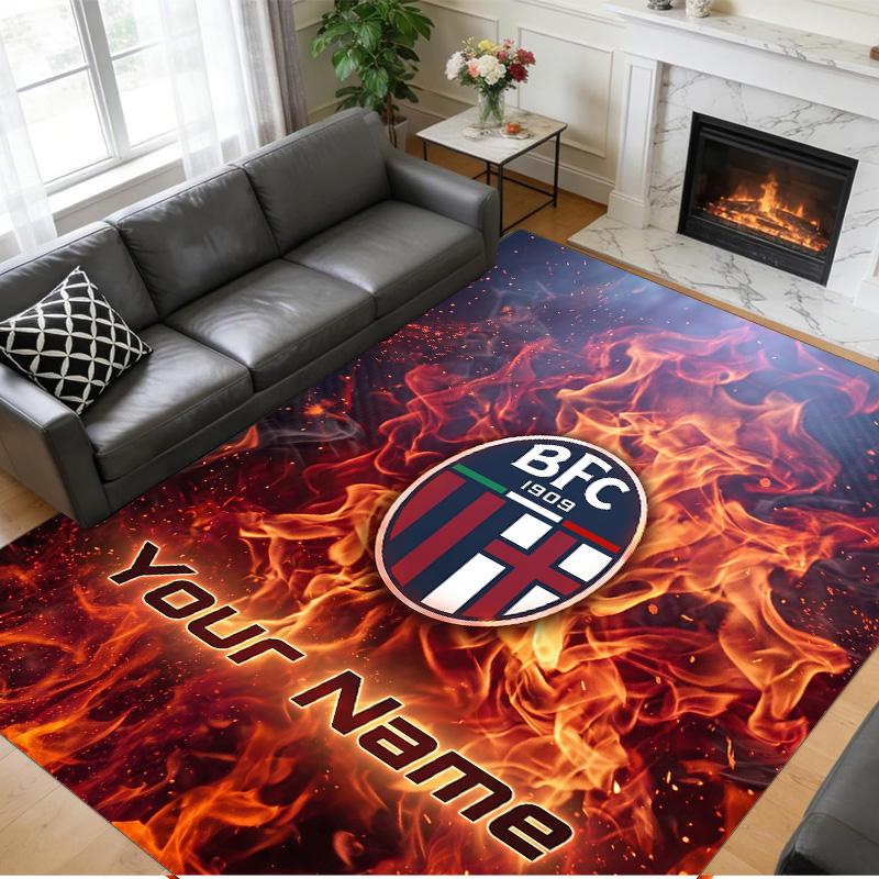 Crystal Velvet Rug Custom Name Text, Soft Non Slip Floor Mat Home DecorBologna FC