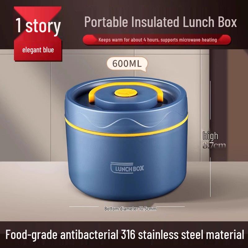 Extra Long Insulated Stainless Steel Bento Lunch Box - Microwaveable & Portable