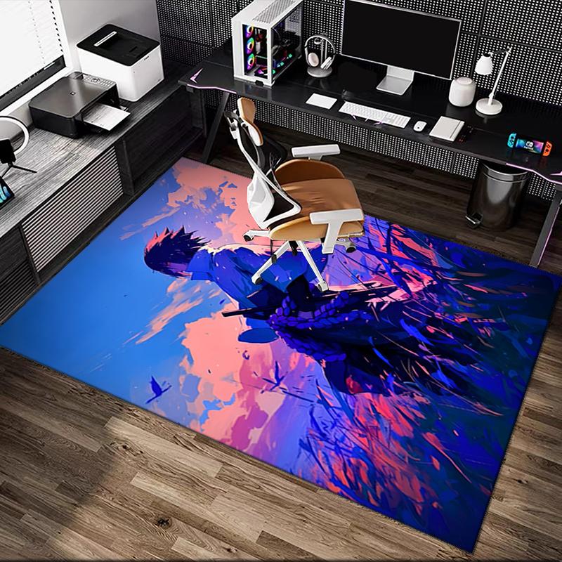 naruto Print Area Rug, Multi-functional Office Chair Sofa Carpet, Easy Clean Carpet for Home and Living Spaces