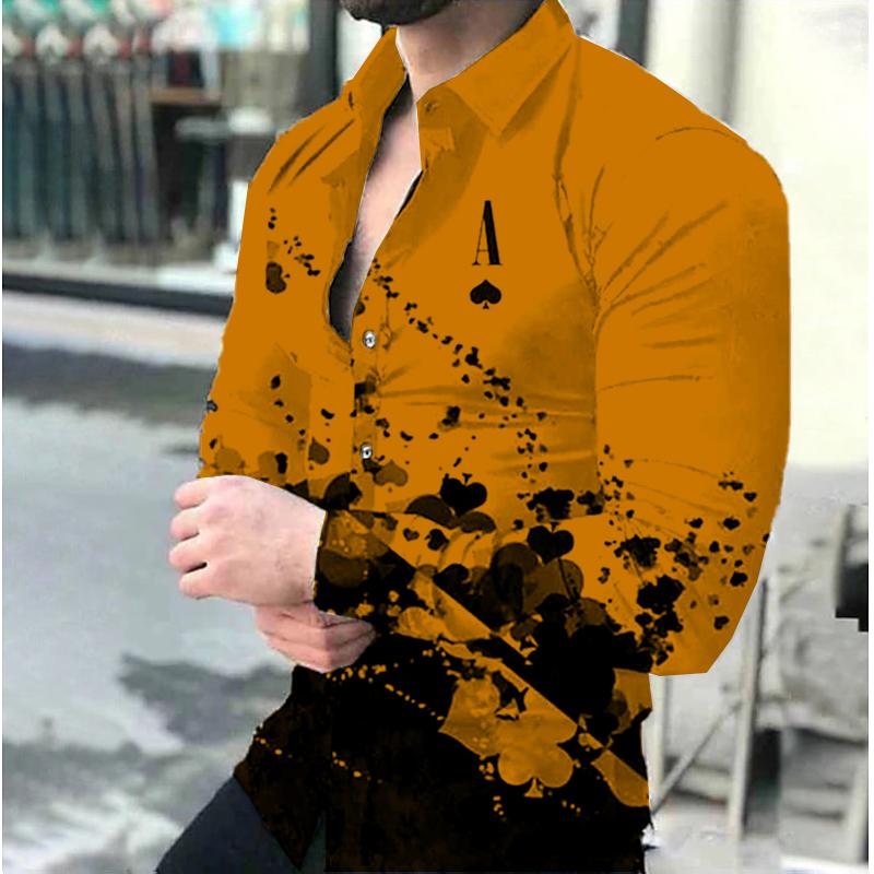Men's Shirts Poker Black Pink White a Series of Men's New Casual Outdoor Party New 2024 Men's New Tops