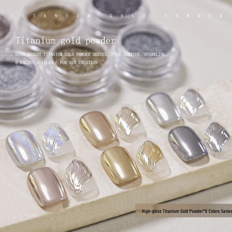 

High-Gloss Titanium Gold and Silver Nail Mirror Powder