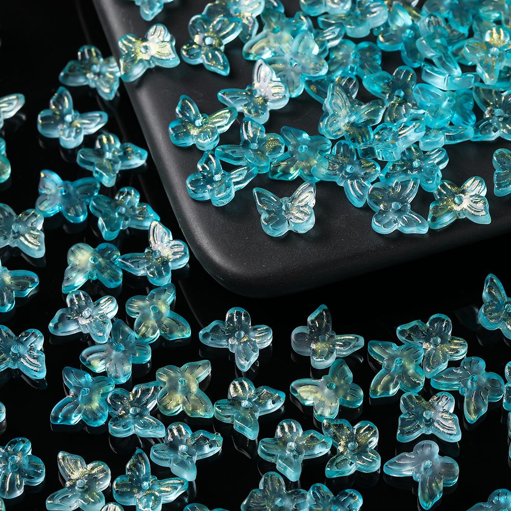 10 Stück/Lot Glasplattierte Schmetterlingskristallperlen, lose Perlen, handgefertigtes DIY-Bastelzubehör für Armbänder, Ohrringe und Schmuckherstellung