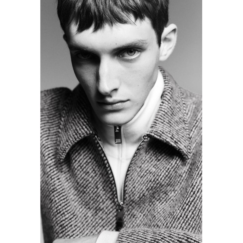 H M Regular Fit Wool Blend Jacket Black wHite