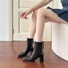 Square head boots high heel short boots women's 2025 autumn and winter new thin single boots early autumn Martin boots Korean small ankle boots