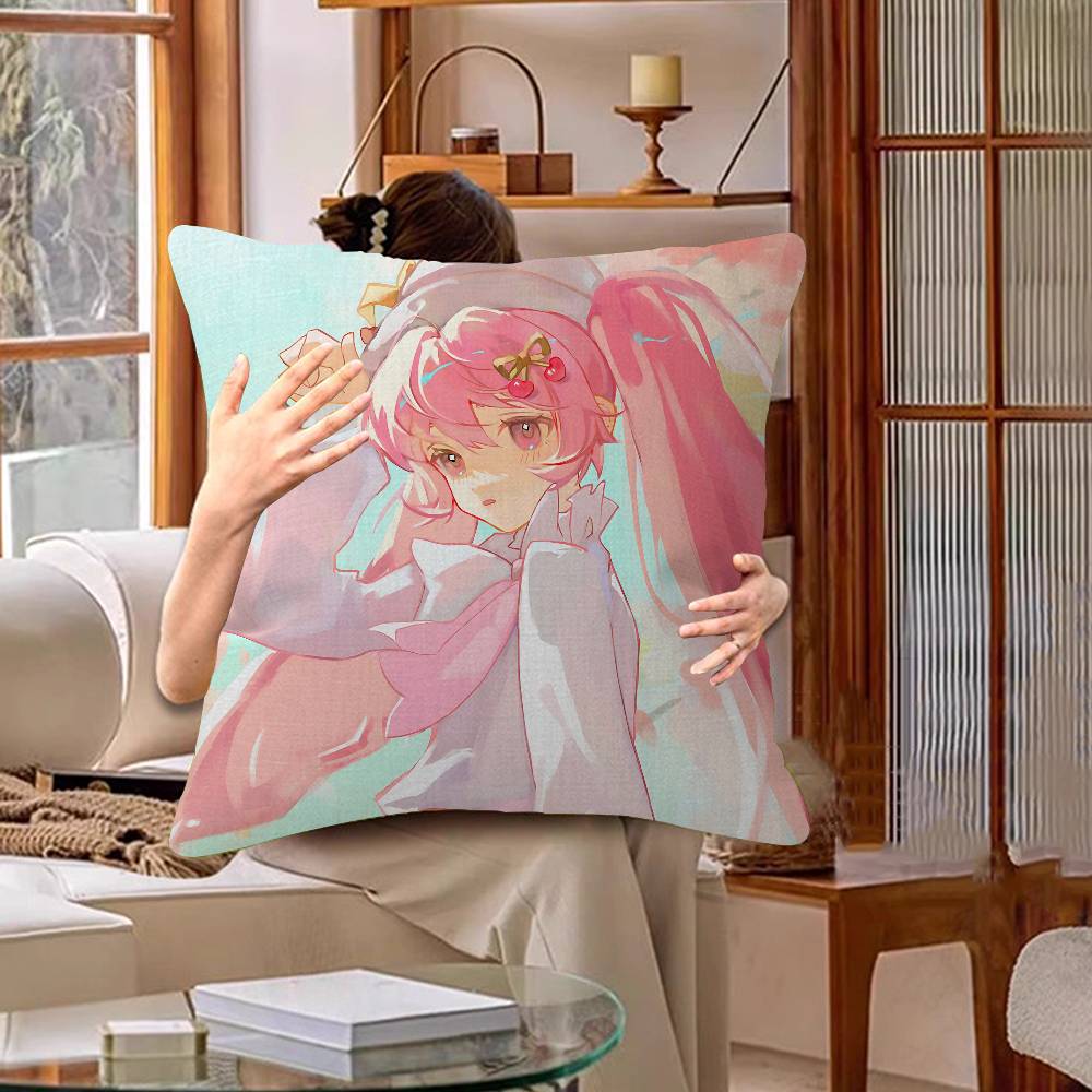 Japanese H-Hatsunes Girl Mikus Pillow Cover Sofa Cushion Cover Home Room Decoration Children Gift