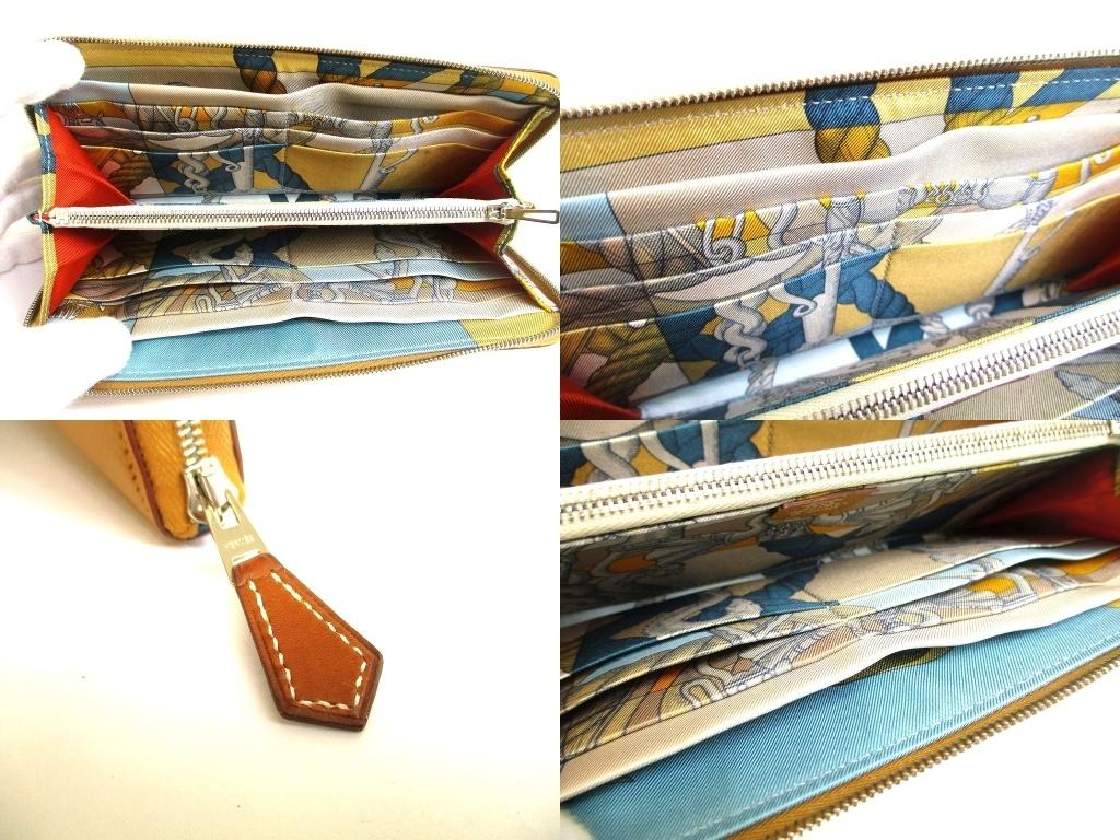 Auténtica Cartera Redonda con Cremallera HERMES Sesami Veau Epson LÍNEA SILK\'IN Azap Long #b016 Caja Abierta