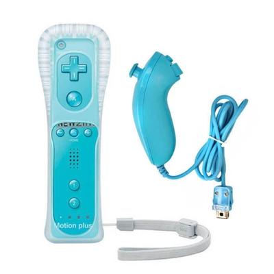 Juego de mando incorporado Motion Plus y Nunchuck para Nintendo Wii, color azul claro