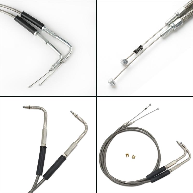 Motorcycle 42'' Throttle and Idle Cable Set for Davidson FXST FLST FLT XL 1996-UP 56579-02A Stainless Steel Idle Cable
