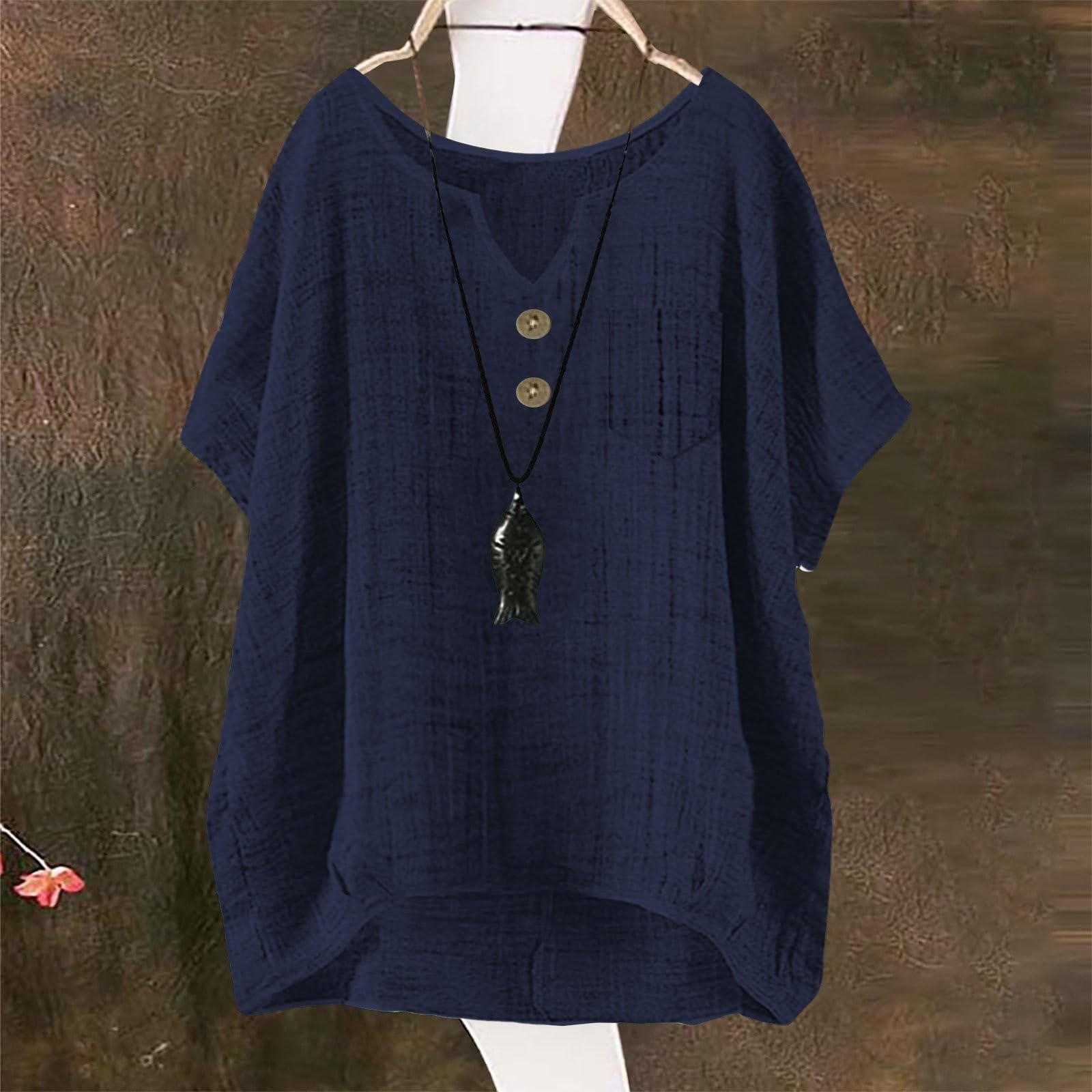 

Women s casual short-sleeved blouse XL Темно-синій