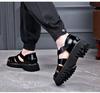 Fashion New Designer Platform Sandals for Men 2025 Summer Buckle Leather Dress Sandal Shoes Man Big Size Black  Sandalias Hombre
