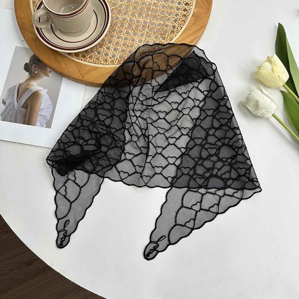 Korean Style Lace Scarves Love Heart Triangle Hijab Scarf Retro Bandanas Shawl  Girls
