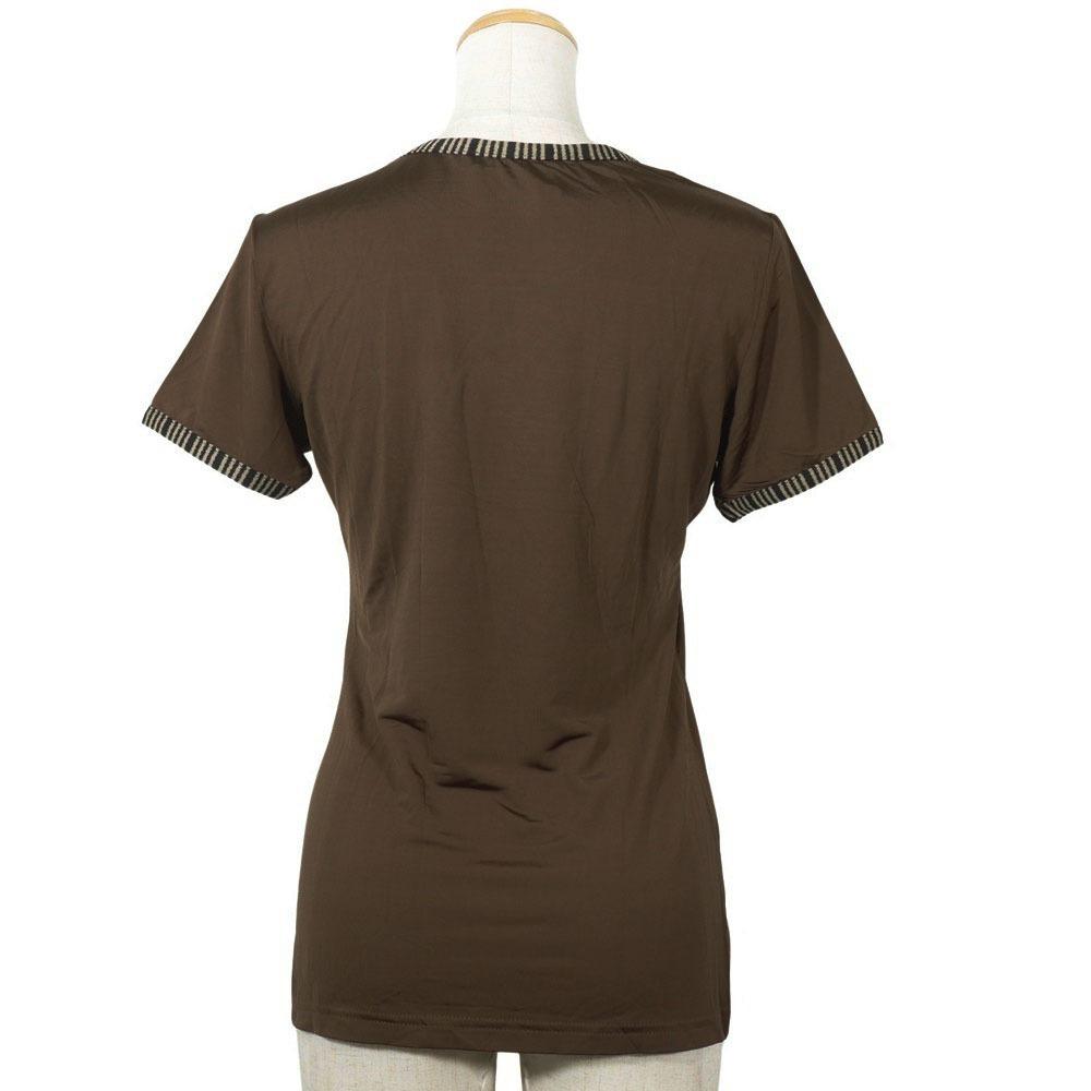 Fendi Logo Short Sleeve T-shirt Pi Pink Brown Rayon Women Used