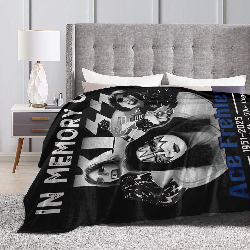 Ace Frehley RIP 1951-2025 Wool Blankets Kiss Band Custom Throw Blankets for Home 200x150cm Rug Piece,