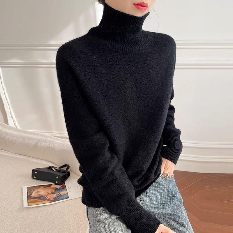 Women's Sweater Fall and Winter Thickened Turtleneck Women Loose Knitted Pullover Sweater Idle Style Bottoming Shirt Women