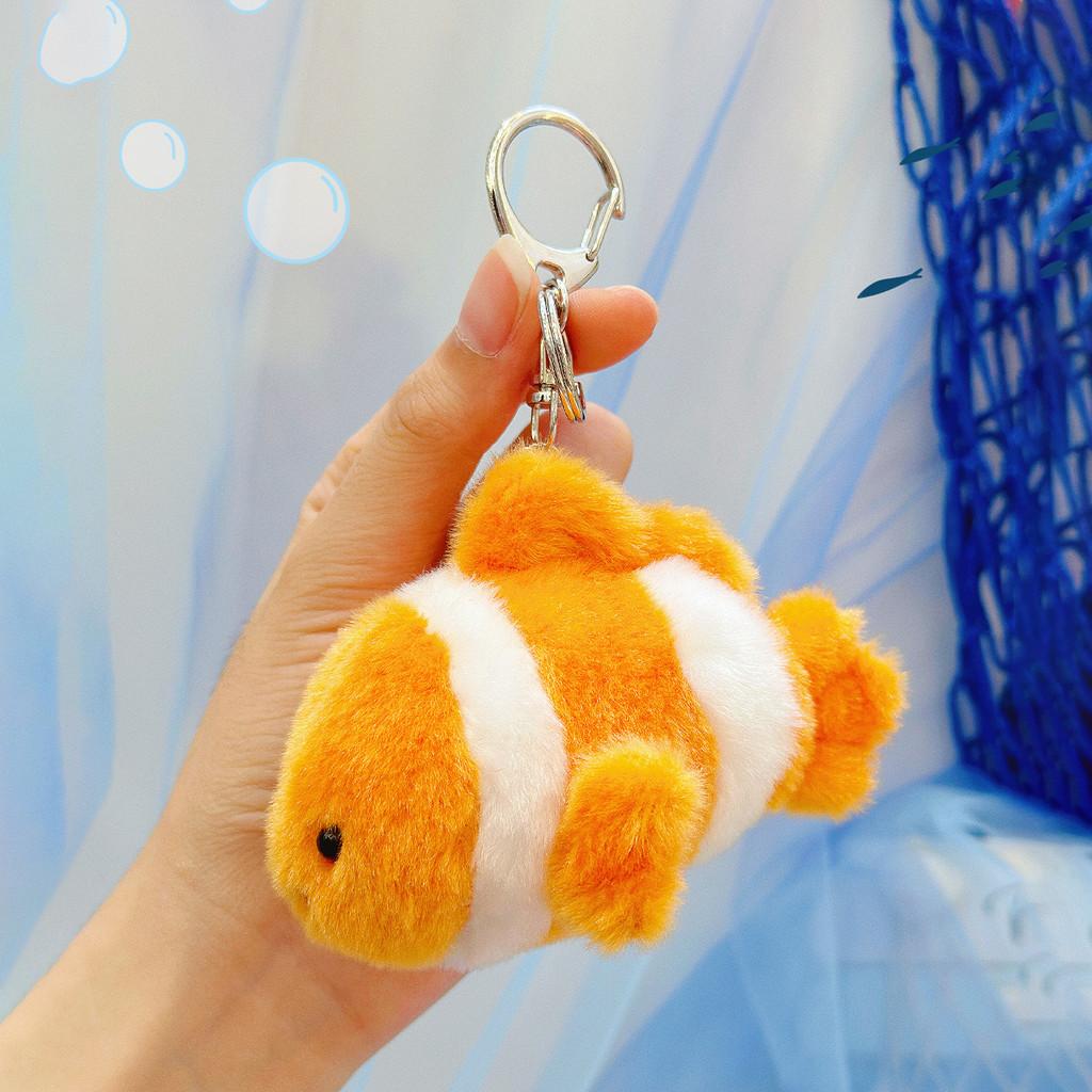 Plush Marine Animals Keychain Turtle Shark Pendant Pressable Decoration Sound