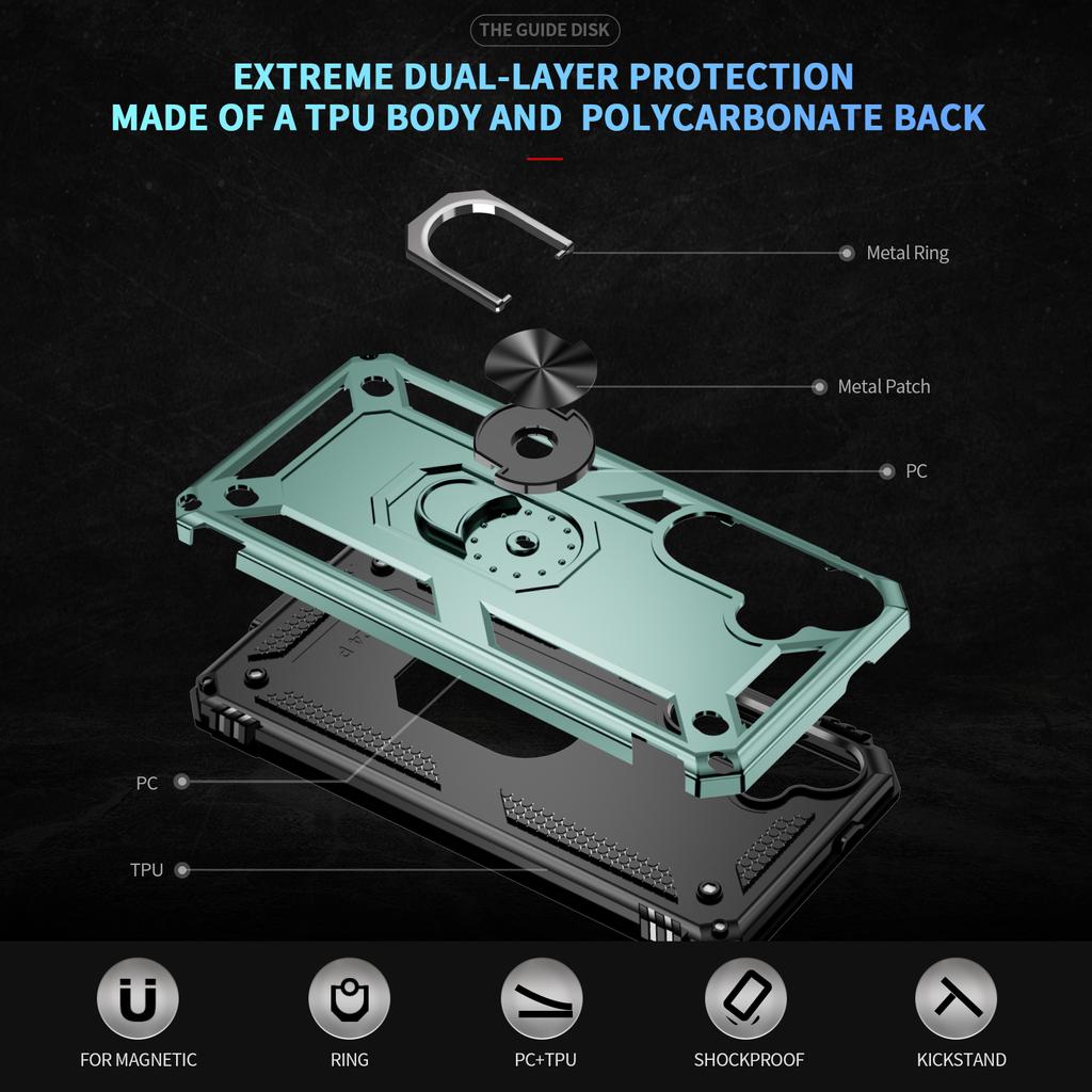 For Samsung Galaxy S25 Case PC+TPU Phone Cover with Rotary Ring Kickstand