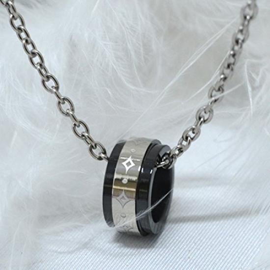 Phiten Titanium Phiten Black Pendant Size 10 Set and Kotobuki Jewelry Polishing Fe-fe Fe-fe Necklace, Men's Necklace, [Set] 2-Piece (Necklace Cloth)