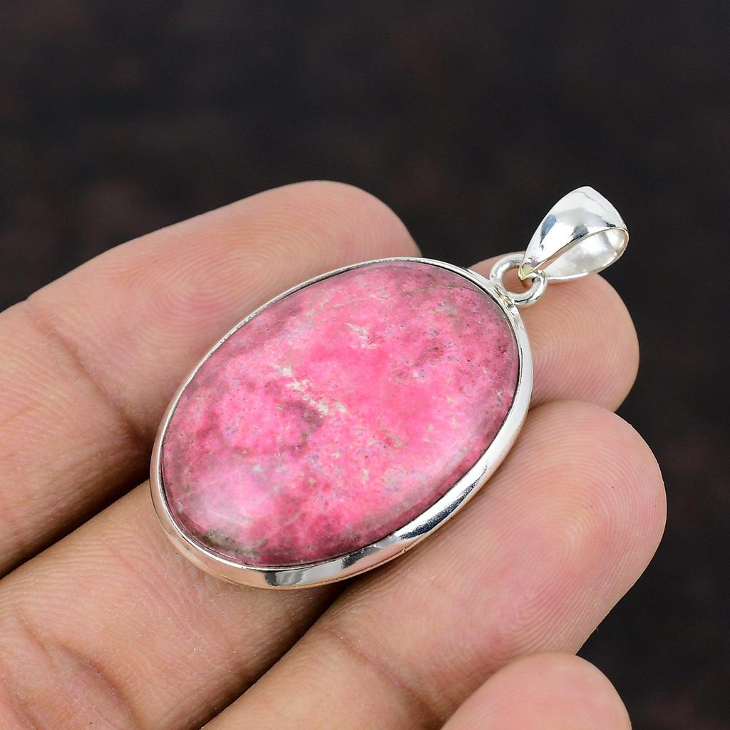 Thulit Anhänger Echter Edelstein Anhänger 925 Sterling Silber Anhänger Thulit Silber Schmuck Handgefertigter Anhänger Geschenk für Freundin Statement Anhänger