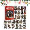 Funny Holiday Gifts for Friends Raccoon Advent Calendar, 24 Days 2D Acrylic Ornament Countdown Whimsical Christmas Ornaments Collectible Cute Pendents